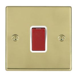 Hamilton 7145W Hartland Polished Brass 1 Gang 45A Red Rocker Cooker Switch - White Insert image