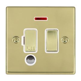 Hamilton 71SPNCPB-W Hartland Polished Brass 1 Gang 13A 2 Pole Flex Outlet Neon Switched Fused Spur Unit - Brass and White Insert