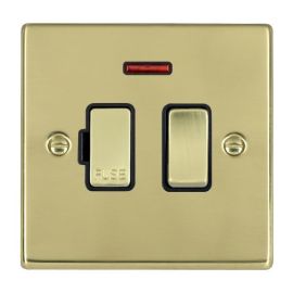 Hamilton 71SPNPB-B Hartland Polished Brass 1 Gang 13A 2 Pole Neon Switched Fused Spur Unit - Brass and Black Insert