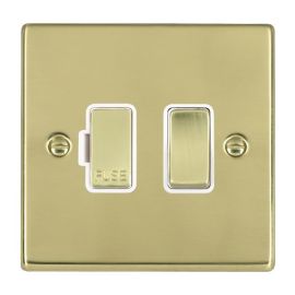 Hamilton 71SPPB-W Hartland Polished Brass 1 Gang 13A 2 Pole Switched Fused Spur Unit - Brass and White Insert image