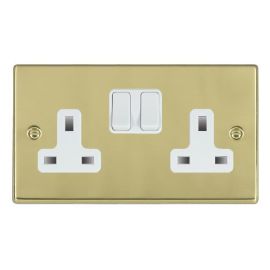 Hamilton 71SS2WH-W Hartland Polished Brass 2 Gang 13A 2 Pole Switched Socket - White Insert