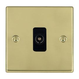 Hamilton 71TVB Hartland Polished Brass 1 Gang Non-Isolated 1in/1out Coaxial TV Outlet - Black Insert