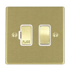 Hamilton 72SPSB-W Hartland Satin Brass 1 Gang 13A 2 Pole Switched Fused Spur Unit - Brass and White Insert