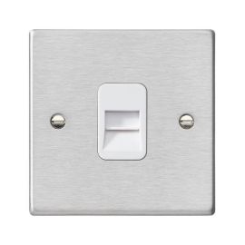 Hamilton 74TCSW Hartland Satin Steel 1 Gang Secondary Telephone Outlet - White Insert image