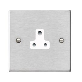 Hamilton 74US5W Hartland Satin Steel 1 Gang 5A Unswitched Socket - White Insert