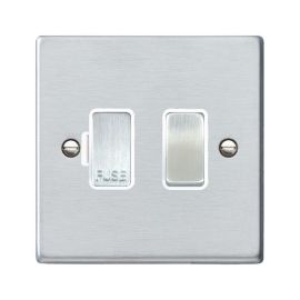 Hamilton 76SPSC-W Hartland Satin Chrome 1 Gang 13A 2 Pole Switched Fused Spur Unit - Chrome and White Insert image