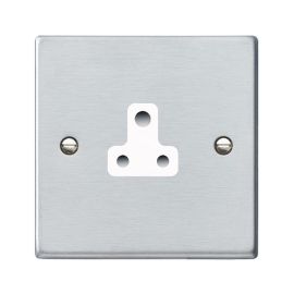 Hamilton 76US5W Hartland Satin Chrome 1 Gang 5A Unswitched Socket - White Insert