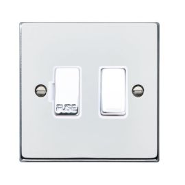 Hamilton 77SPBC-W Hartland Bright Chrome 1 Gang 13A 2 Pole Switched Fused Spur Unit - Chrome and White Insert image