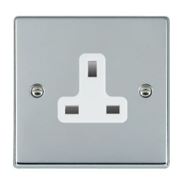 Hamilton 77US13W Hartland Bright Chrome 1 Gang 13A Unswitched Socket - White Insert image