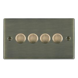 Hamilton 794X40 Hartland Antique Brass 4 Gang 400W 2 Way Resistive Leading Edge Push-Type Rotary Dimmer Switch image