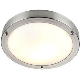 Saxby 12421 Portico Satin Nickel IP44 40W E27 Dimmable Ceiling Light