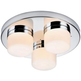 Saxby 34200 Pure Chrome IP44 3x28W G9 Dimmable Round Ceiling Light image