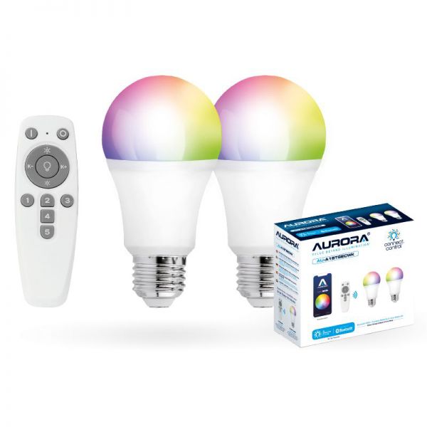 Aurora Lighting AU-A1BTGECWK Connect.Control Smart RGBCX GLS E27 8W LED Lamps Starter Kit w- Remote