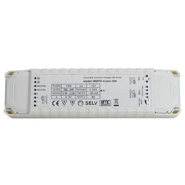Ansell ADDIM75W/12V 75W 12V Multi-Current 1-10V Push and DALI2 Dimmable LED Driver