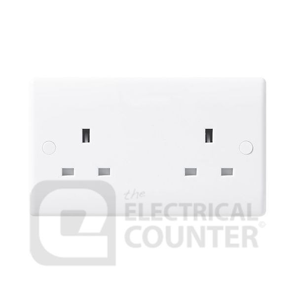BG Electrical 824 Moulded White Round Edge 2 Gang 13A Unswitched Socket