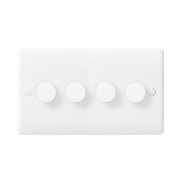 BG Electrical 884 Moulded White Round Edge 4 Gang 200W 2 Way Trailing Edge Dimmer Switch