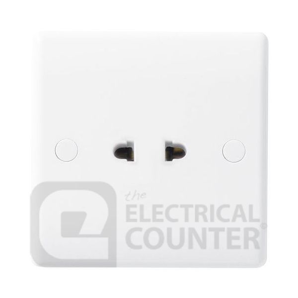 BG Electrical 897 Moulded White Round Edge 1 Gang 16A Unswitched Shuttered Euro Socket