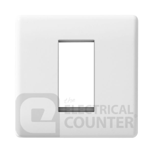 BG 8EMS1 White Rounded Edge 1 Module Square Euro Module Front Plate