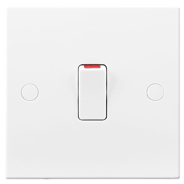 BG Electrical 930 Moulded White Square Edge 1 Gang 20A 2 Pole Switch