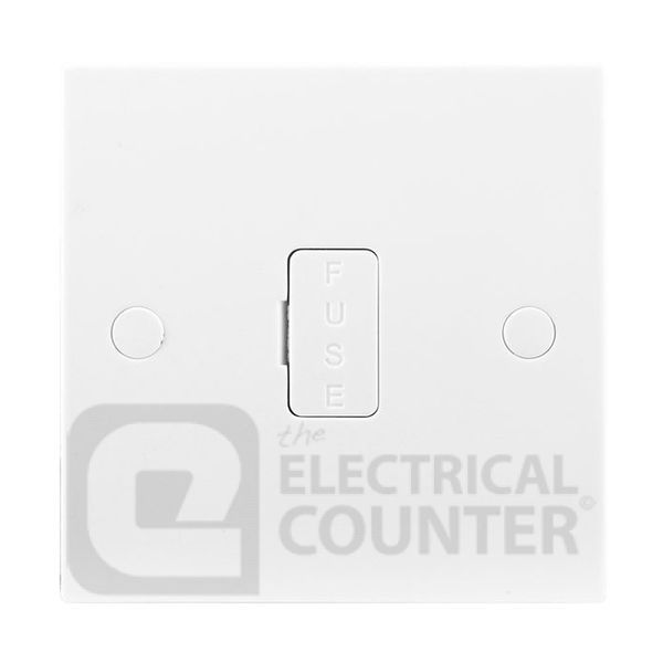 BG Electrical 953 Moulded White Square Edge 13A Unswitched 3A Fuse Included Fused Spur Unit
