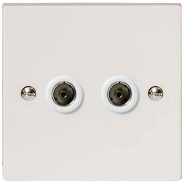 BG Electrical 961 Moulded White Square Edge 2 Gang Co-Axial TV Socket Outlet