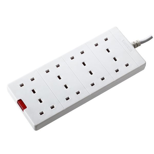 Masterplug BEN210 White 8 Socket 2m Power Indicator Extension Lead
