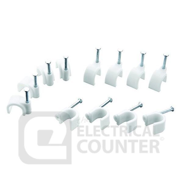 BG CCR10/1000 1000 Pack 10mm White Round Cable Clips (1000 Pack, 0.02 each)