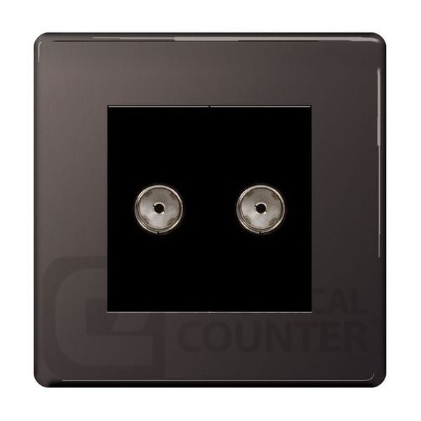 BG Electrical FBN63B Nexus Flatplate Screwless Black Nickel 2 Gang Isolated Coaxial TV Socket