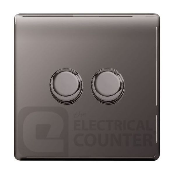 Bg Nexus Screwless Flat Plate Fbn82 Black Nickel Double Dimmer Switch