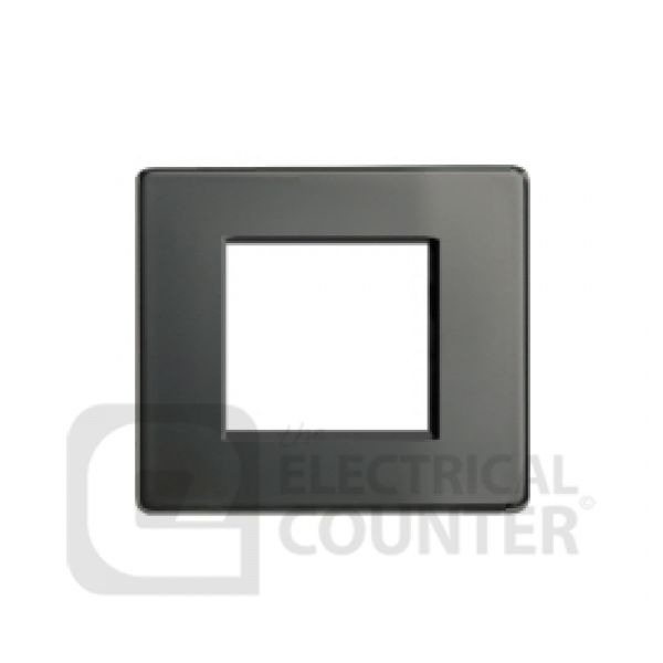 BG FBNEMS2 Screwless Flatplate Black Nickel 2 Module Square Euro Module Front Plate