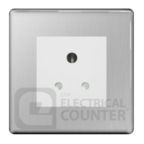 BG Electrical FBS29W Nexus Flatplate Screwless Brushed Steel 1 Gang 5A Unswitched Round Pin Socket