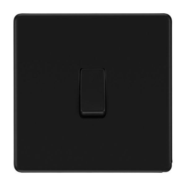 BG FFB12 Nexus Flatplate Screwless Matt Black 1 Gang 20A 16AX 2 Way Plate Switch