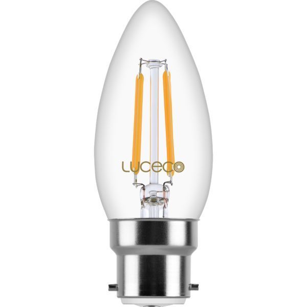 Luceco LC22W4F47-LE 4W 2700K B22 Non-Dimmable Filament Candle Lamp 
