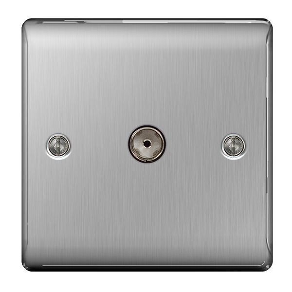 BG Electrical NBS60 Nexus Metal Brushed Steel Single Non-Isolated Co-Axial Socket