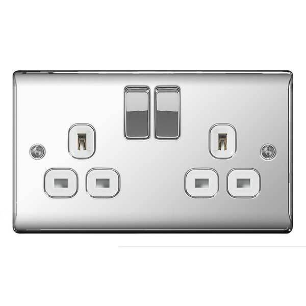 Watch a video of the BG NPC22W Nexus Metal Polished Chrome 2 Gang 13A Switched Socket - White Insert