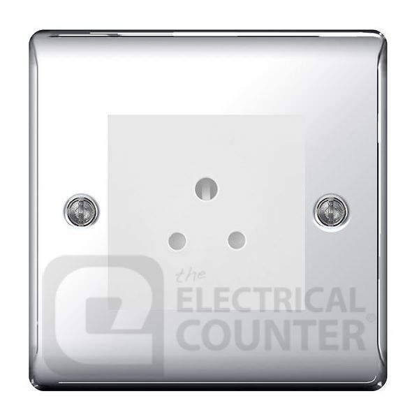 Metal Polished Chrome 1 Gang 2 Amp Unswitched Round Pin Socket