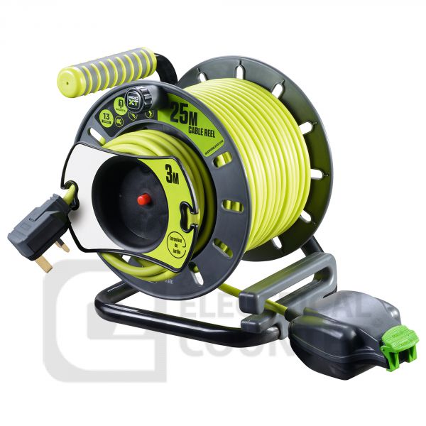 Pro XT Medium Reverse Open Cable Reel with In-Line IP Socket 25m