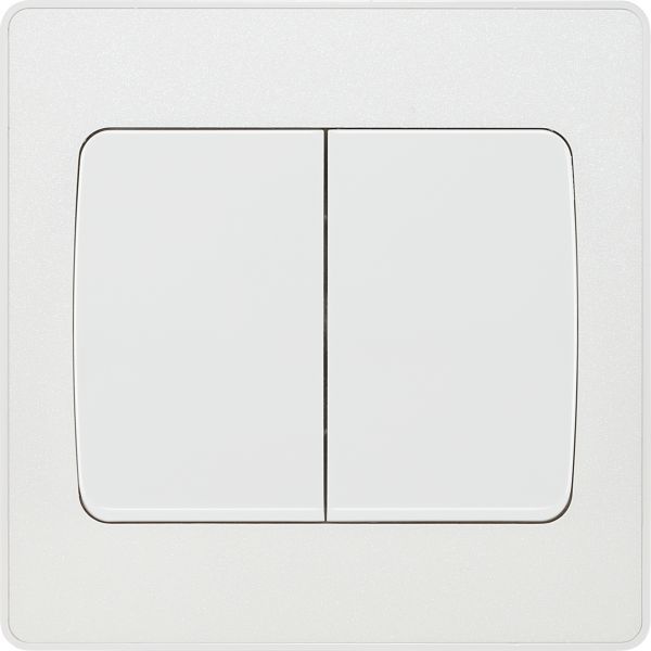 BG PCDCL42WW Pearlescent White Evolve 2 Gang 20A 16AX 2 Way Wide Rocker Light Switch - White Insert