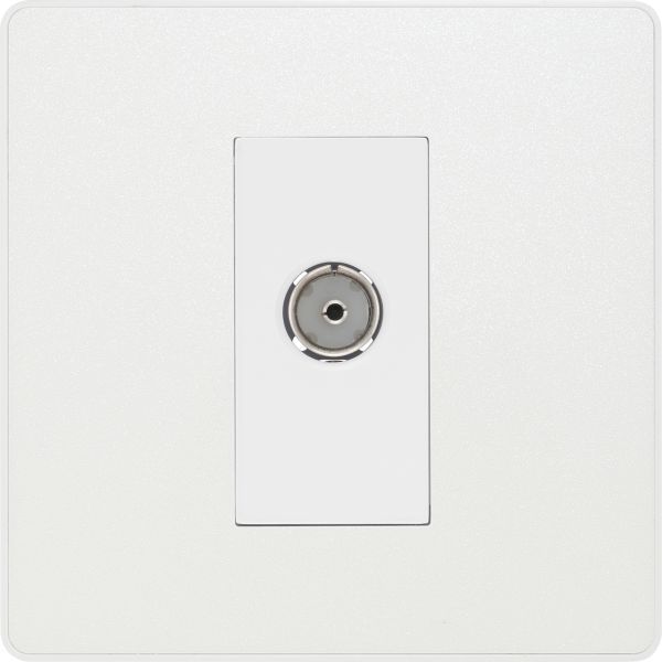 BG PCDCL60W Pearlescent White Evolve Co-Axial Socket Outlet - White Insert