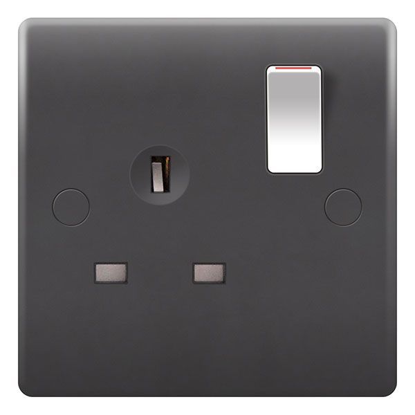 Grey Part M Compliant 13A 1 Gang Double Pole Switched Socket
