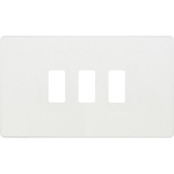 BG RPCDCL3W Evolve Grid Pearlescent White 3 Module Rectangular Front Plate - White Trim