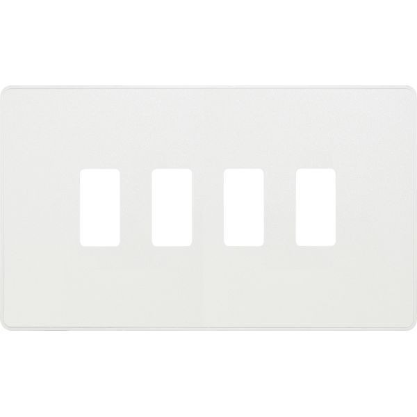 BG RPCDCL4W Evolve Grid Pearlescent White 4 Module Rectangular Front Plate - White Trim