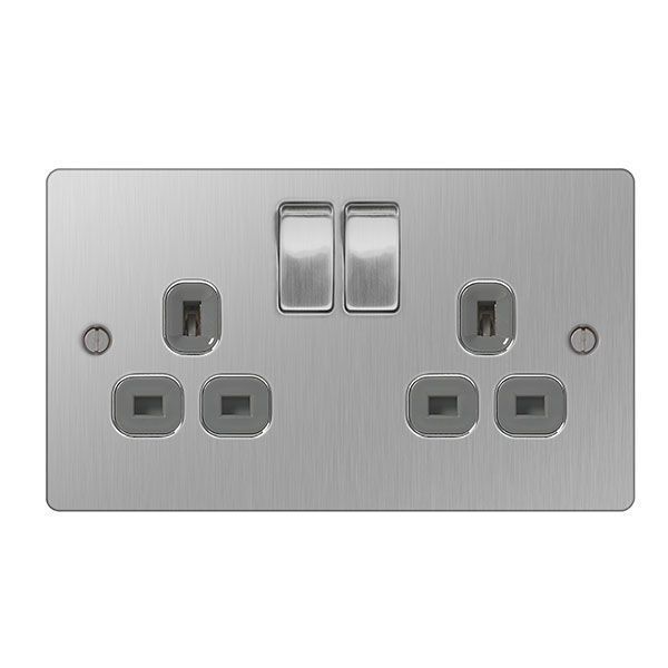 Flat Plate Switches & Sockets Brushed Stainless Steel  Uk 