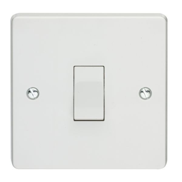 Crabtree 4096/NM Capital White 1 Gang 10A 1 Way Retractive Plate Switch