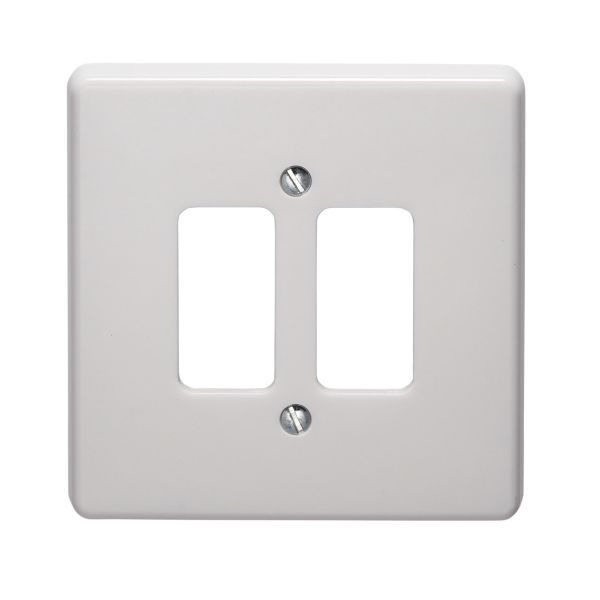 Crabtree 5572 Rockergrid White Moulded 2 Gang Flush Grid Cover Plate