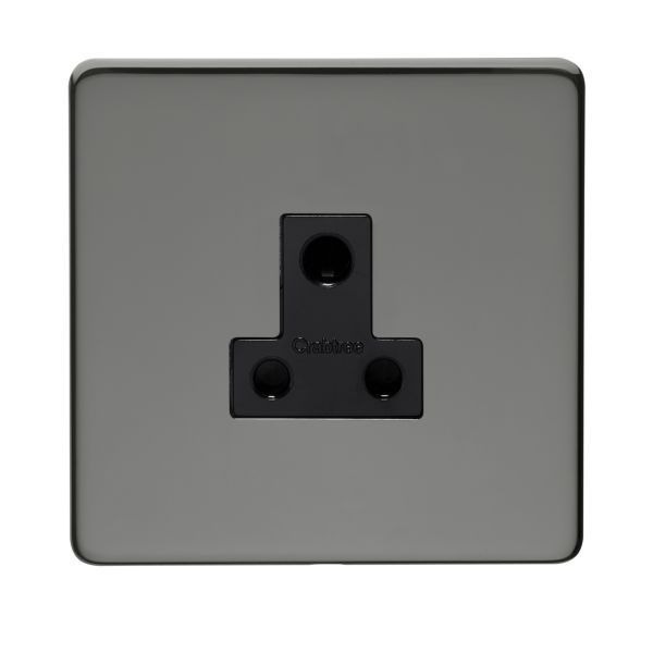 Crabtree 7340/BKN Screwless Black Nickel 1 Gang 5A Round Pin Unswitched Socket