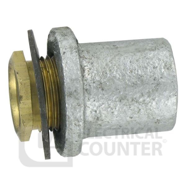 Deligo FC20 Pack of 100 Galvanised Flanged Coupler with Washer & Brass Bush for 20mm Conduit (100 Pack, 1.69 each)