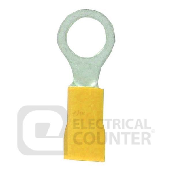 Deligo TRY10 Pack of 100 Yellow 10.5 Copper Crimp Ring Terminals 48A (100 Pack, 0.11 each)