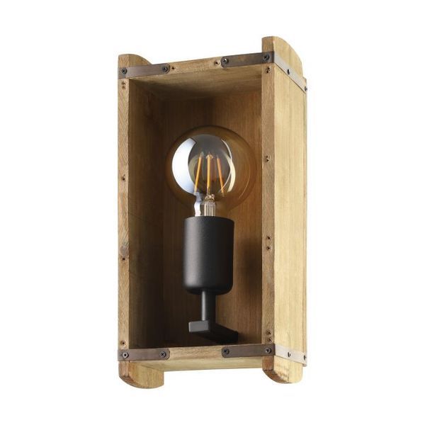 Wootton Black and Wood Wall Light 40W E27 IP20