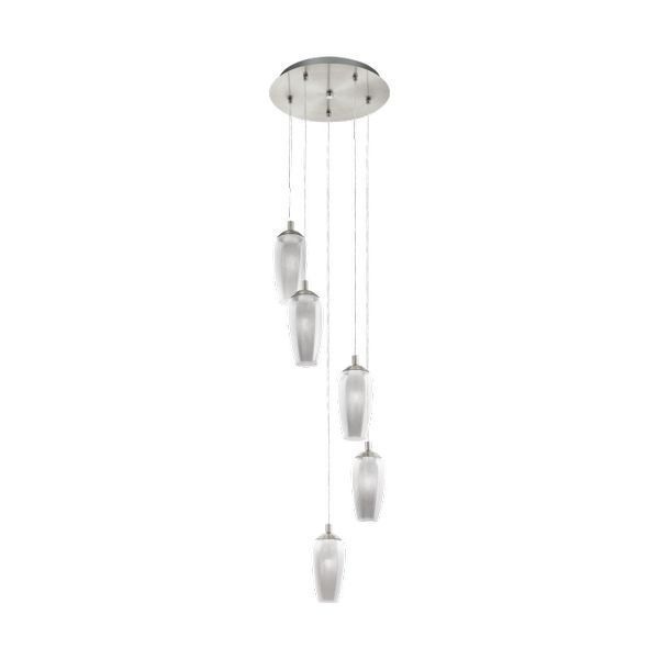 Farsala Satin Nickel Smoked Glass LED Pendant Light 5x3W Warm White